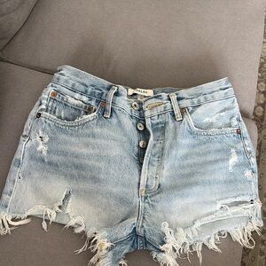 Agolde Blue Jean Shorts Distressed Cut-Off Style